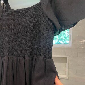 Madewell Linen-Blend Lucie Smocked Midi Dress